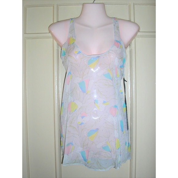 boho NWT silk sexy sheer naven hipster tank shirt - Picture 3 of 6